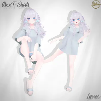 『Box T—Shirts & Pants & Slipper』【8 Avatars】(Chiffon & Lime)