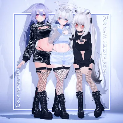 crop hoodie outfit with bikini v1.02