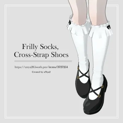 [Grus/Lapwing] Frilly Socks & Cross—Strap Shoes